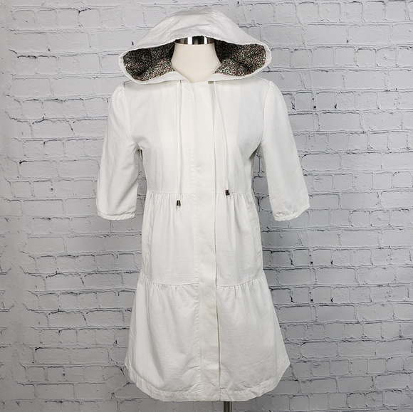Tulle Jackets & Blazers - Tulle Half Sleeve Water-Resistant Hooded Utility Jacket White Size M